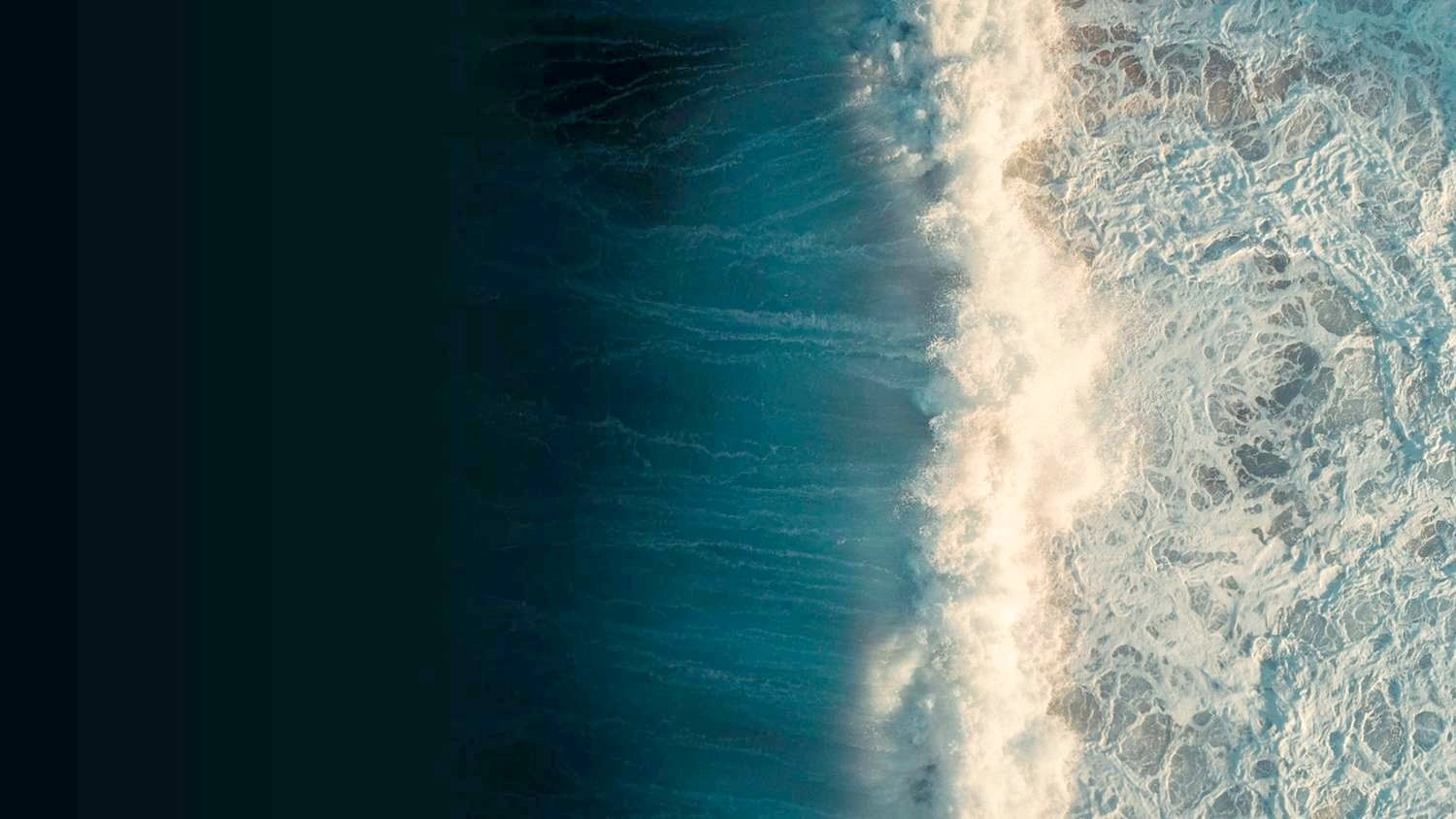 Surf on the Black Sea shore near Burgas, seen from the air