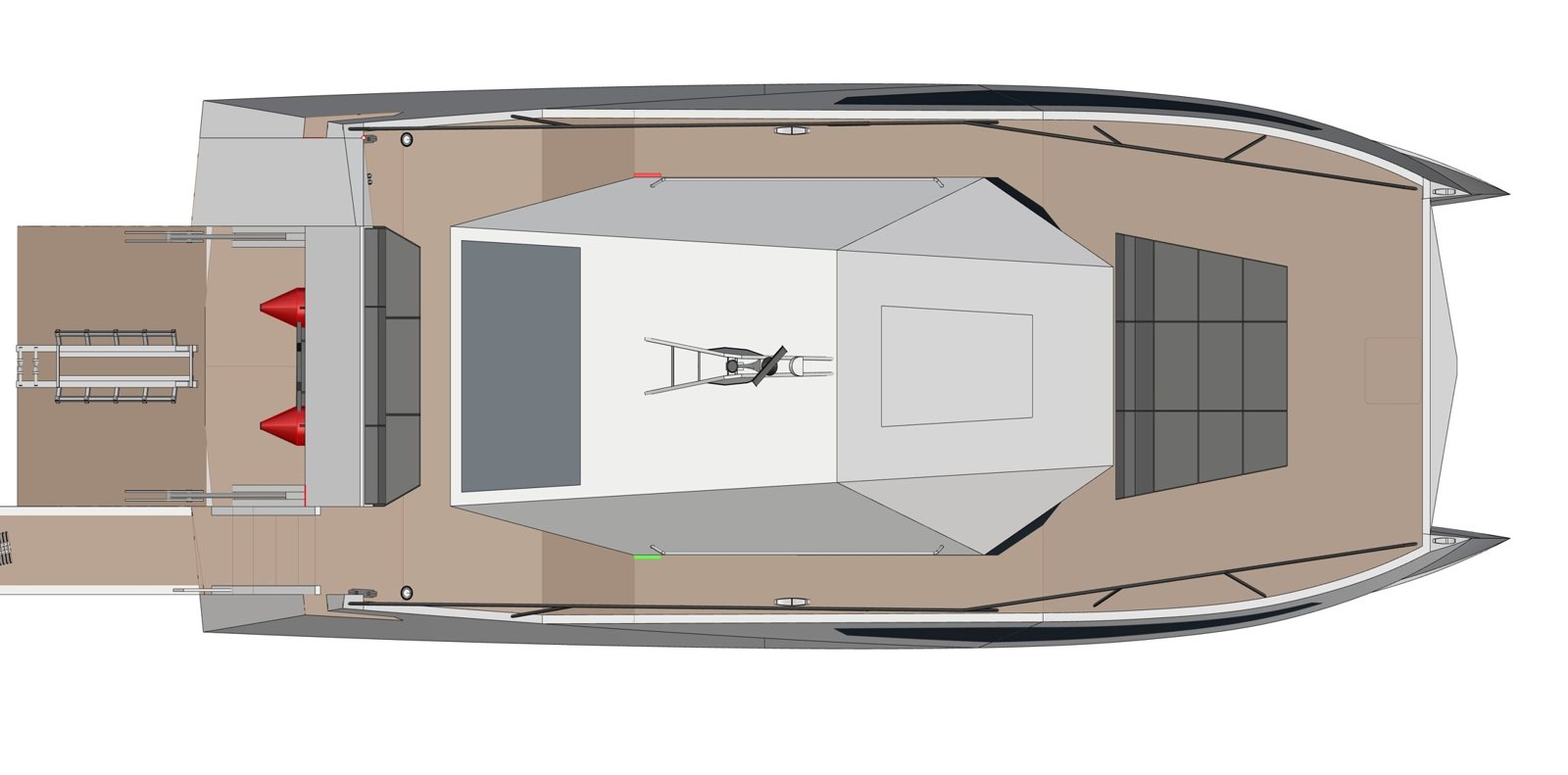 Deck plan — galley, saloon and cockpit on one level